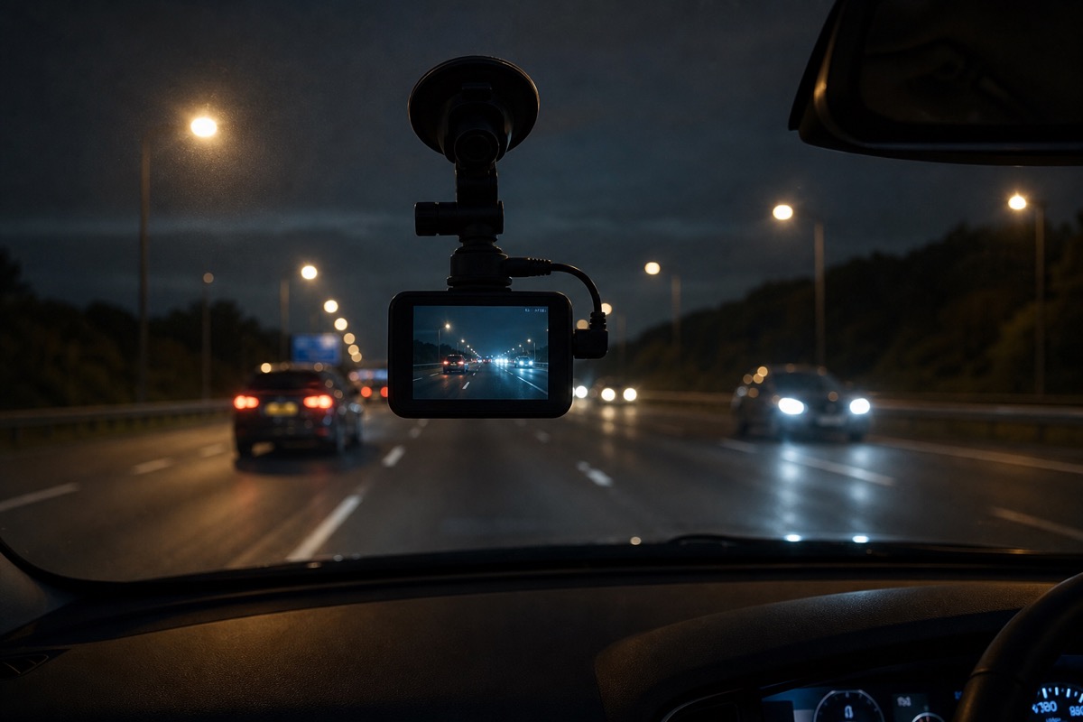 Dashcam am Autospiegel montiert